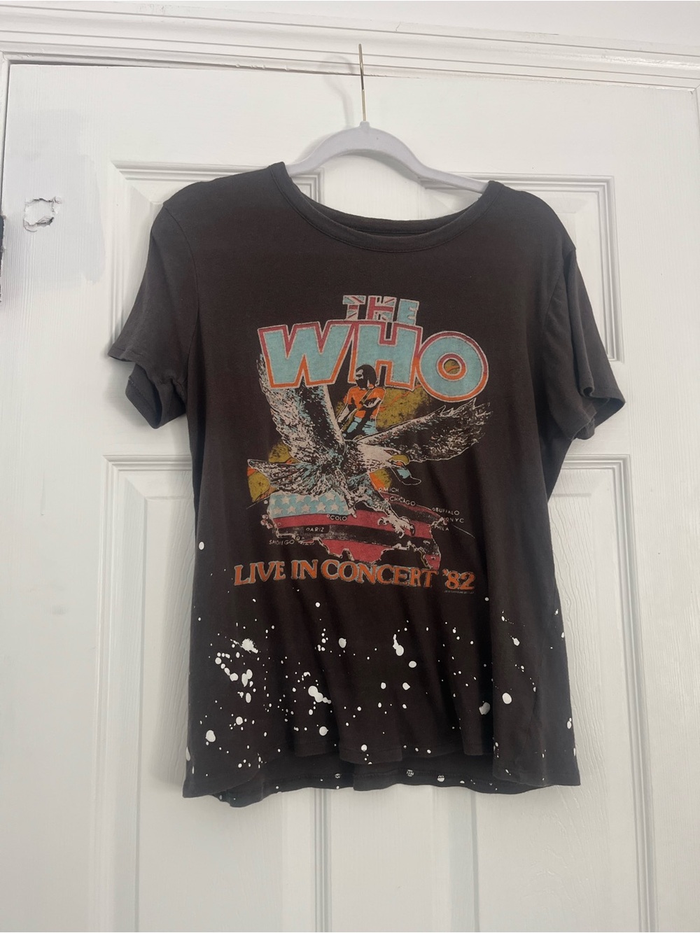 The Who Live in Concert '82 Graphic Tee with White Paint Splatter